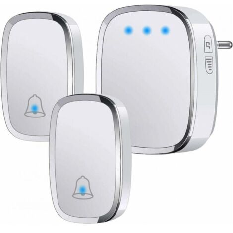 Campanello wireless per esterni impermeabile IP44, portata 300 m, set campanello con flash LED, 2 trasmettitori e 1 ricevitore, 5 livelli di volume, 36 melodie