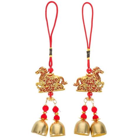 Campanilla de viento colgante, Año del Caballo 2026, colgante de estilo chino para el hogar, símbolo de bendición y buena suerte, decoración para el Festival de Primavera, juego de 2