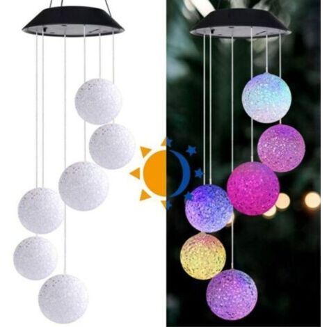 Campanilla de viento solar con luz LED, campanilla de viento solar con colores cambiantes para jardín, patio, porche, decoración móvil.