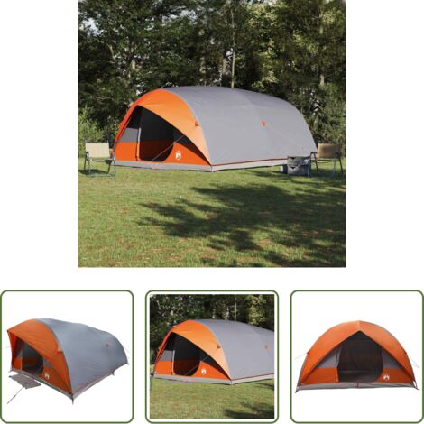 Campeggio -  Tenda tunnel Grigio e arancione 500 x 348 x 200 cm taffetà