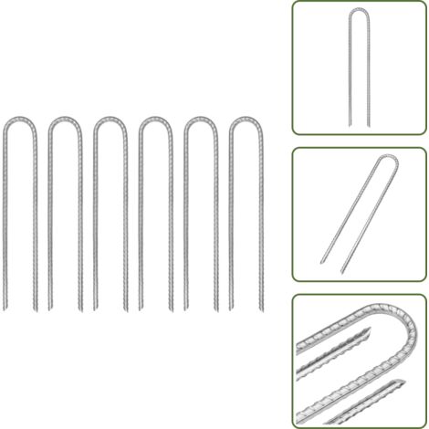 Campeggio - vidaXL Picchetti per Tenda 6pz a Forma di U 30cm Ø7 mm Acciaio Zincato - Attrezzature da esterno
