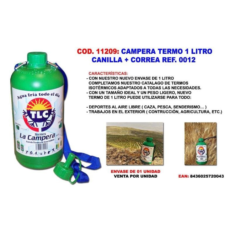 

campera termo 1 litro + canilla + correa 0012 - Mibricotienda