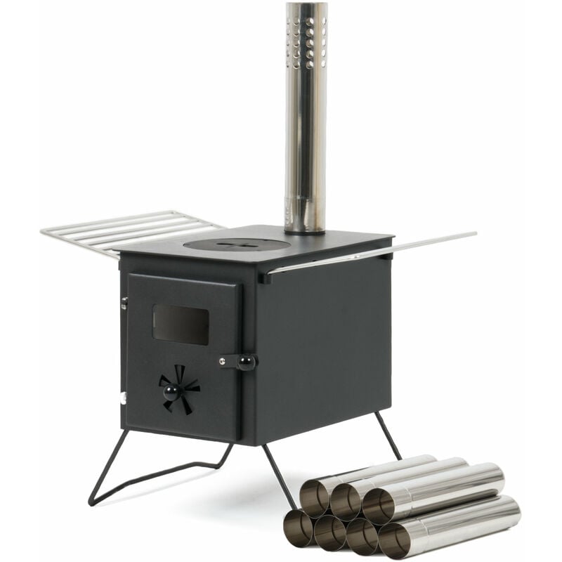 Campfeuer - Poêle de tente 54 x 40 x 259,5 cm noir Poêle à bois portable pour le camping, l'extérieur, la tente