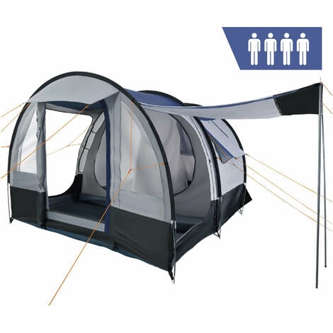 CampFeuer Tente de camping 4 personnes noir / gris Tente tunnel 2000 mm