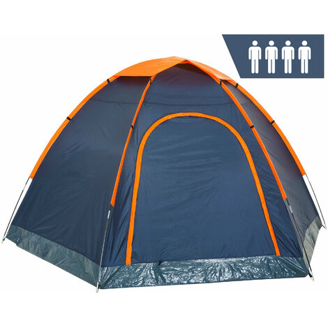 CampFeuer Tente dôme 4 personnes Tente hexagonale orange - bleu