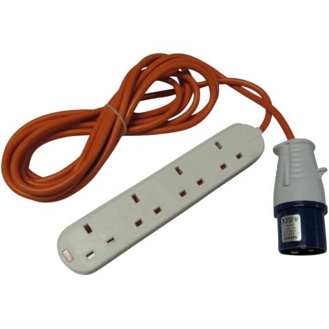 Camping 4 Way Extension Lead 10M (Electric Hook Up Cable Caravan Campsite)