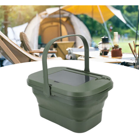 [Camping-Aufbewahrungsbox] Großer, tragbarer Faltkorb, großes Fassungsvermögen, grün, PP/PET, Edelstahl, 1646 g