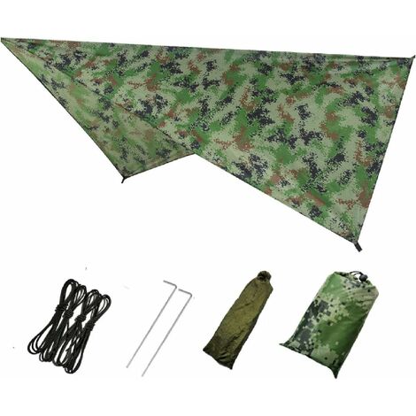 Camping bâche pluie mouche, tente imperméable empreinte abri auvent parasol tissu pique-nique tapis