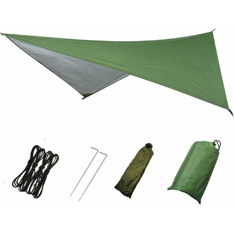 Camping bâche pluie mouche, tente imperméable empreinte abri auvent parasol tissu pique-nique tapis