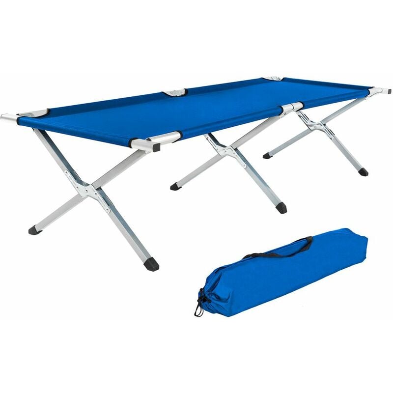 Camping bed - folding camp bed, single camp bed, camping cot - blue