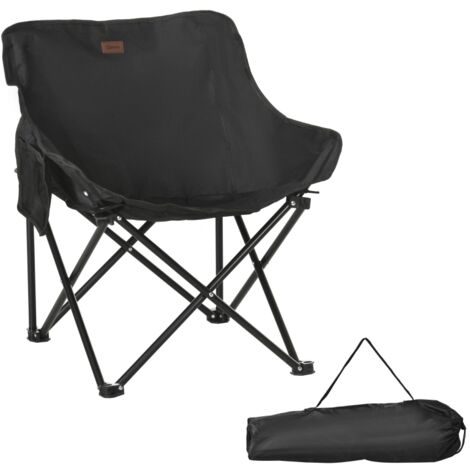 Camping Chair, Lightweight Folding Chair with Carrying Bag and Storage Pocket, Perfect for Festivals, Fishing, Beach and Hiking, Black