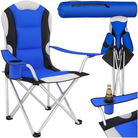 Camping chair - padded seat with carry bag - folding chair, fold up chair, folding camping chair - blue