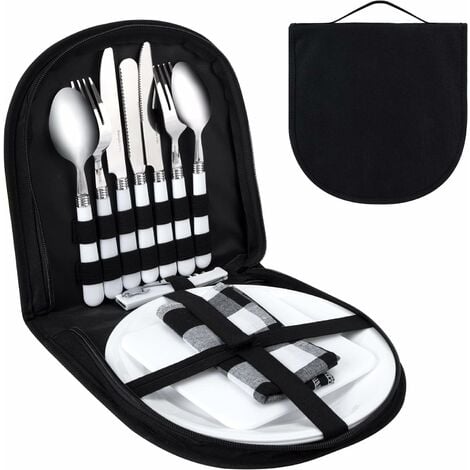 Camping Cutlery Set 13 Pieces Portable Stainless Steel Travel Cutlery Dinnerware Kit for 2 Person Camping and Picnic-DENUOTOP