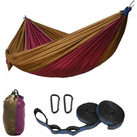 Camping Hammock Double & Single Portable Hammocks with 2 Tree Straps, Great for Hiking,Backpacking,Hunting,Outdoor,Beach,Camping（Violet）