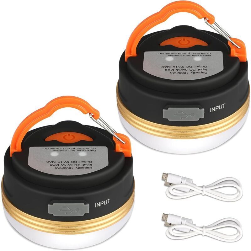 Camping Lantern [2 Pack] Rechargeable Battery Tent Lights, Water Resistant, Magnetic Base, 3 Lighting Modes with USB Cable for Camping, Work,