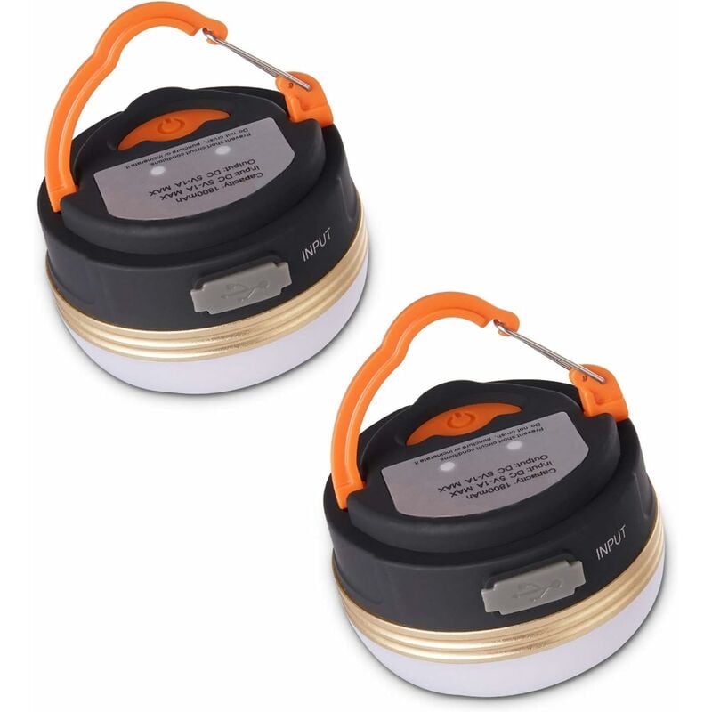 

Camping Lantern [2 unidades] Luces de carpa con batería recargable, resistente al agua, base magnetica, 3 modos de luz con cable USB para camping,