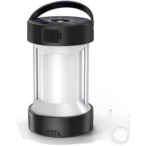 Camping Lantern Rechargeable Solar Camping Lights with 4 Modes,Led Camping Lamp Solar Powered,black