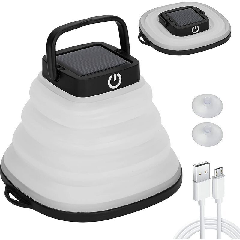 Camping Light Lantern, Lampe LED à énergie solaire Lanterne LED pliable Lampe de camping 3 modes de gradation Lampe de poche Lampe de camping pour