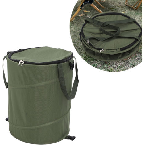 Camping-Mülleimer mit Reißverschlussdeckel, 91 Liter Fassungsvermögen, robust und tragbar, ideal für Picknicks im Freien, olivgrün