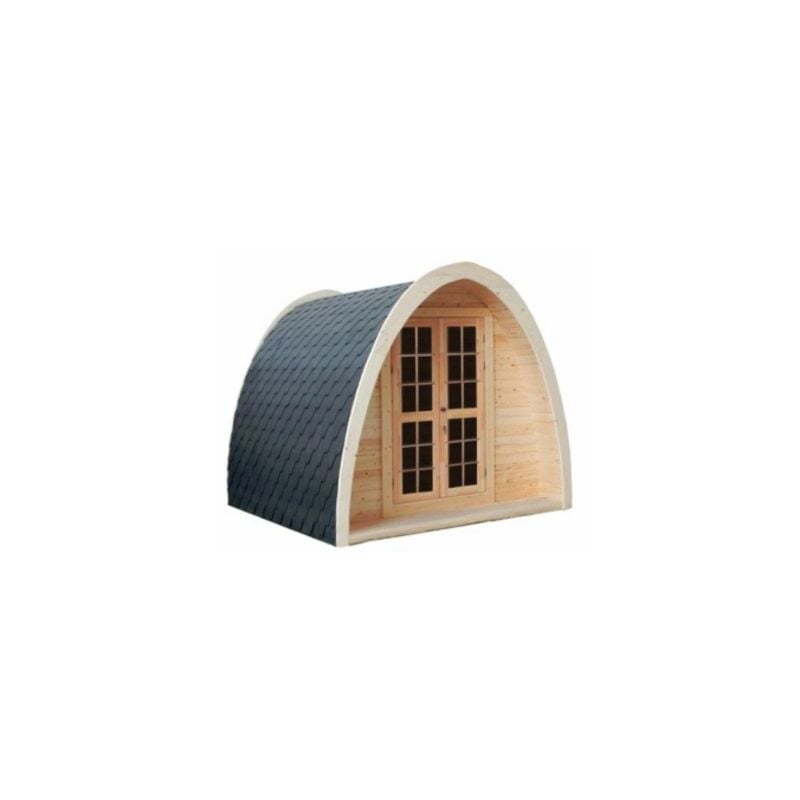 Camping Pod Etape épicéa en kit, shingle noir, abri de jardin ou hébergement, 2,40m × 2,40m x h 2,56m