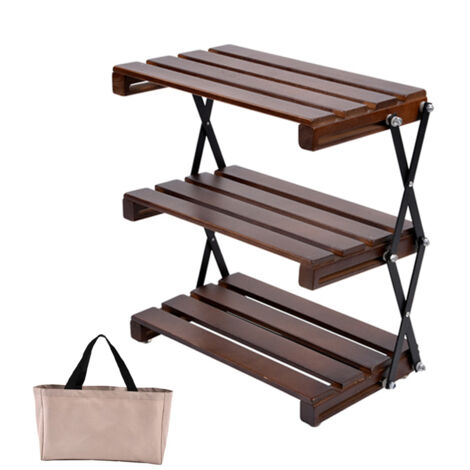 Camping Storage Rack 3-Tier Foldable Table Rack Shelf Portable Picnic Desk with Carrying Bag for Outdoor Cooking Camping Picnic Party BBQ
