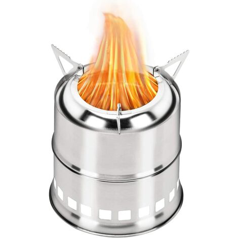 Camping Stove Collapsible Wood Burning Alcohol Stove Small Portable Stainless Steel Stove for Outdoor Hiking Backpacking Traveling Picnic BBQ