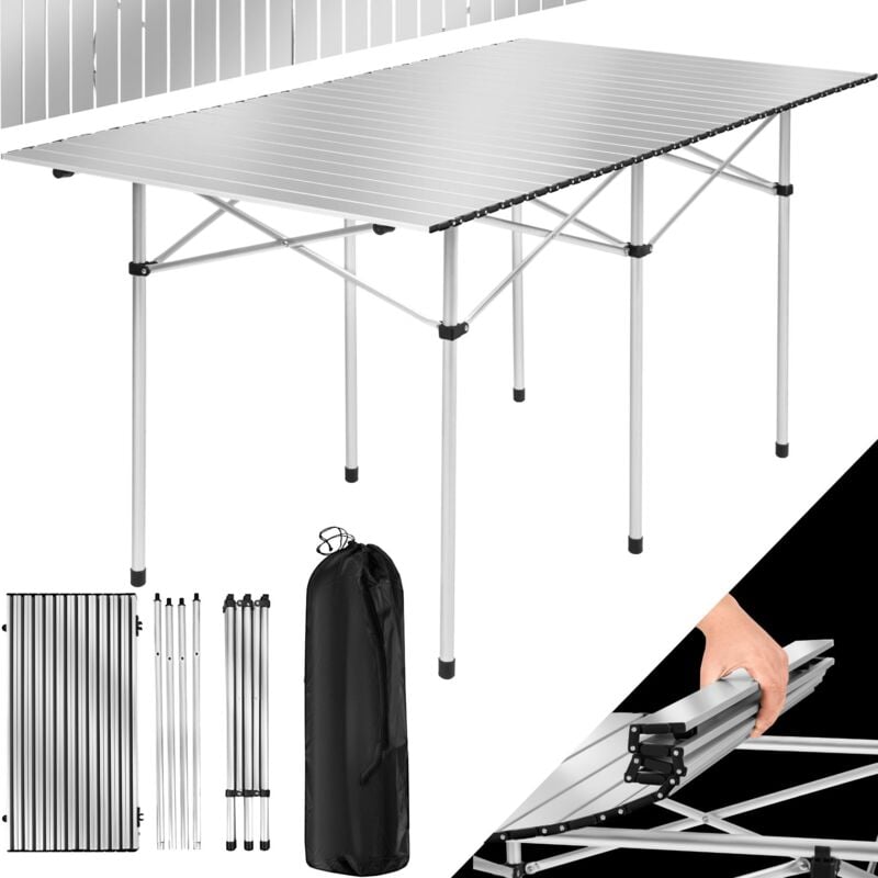 Camping table aluminium 140x70x70cm foldable - folding table, folding camping table, folding picnic table - grey