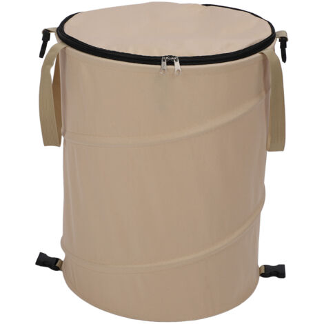 Camping Trash Can Large Capacity Portable Multifunctional 600D Oxford Cloth Pop Up Utility Container with Lid Coffee Color S