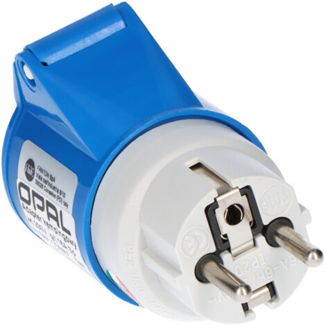 Campingadapter, 230V Uni-Schuko-Stecker, Industriesteckdose 16A/3P, OPAL KAMPER