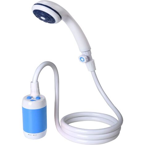 Campingdusche, tragbare Dusche, Außendusche, eingebauter 5000-mAh-Akku, wiederaufladbare elektrische Handbrause, Duschströmungspumpe (Himmelblau)