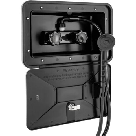 Qiilu Außendusche Für Wohnmobile Schwarzes ABS-Außenduschen-Kit Außendusche Für Wohnmobile Mit 2 Schlüsseln RV-Zubehör Für Wohnmobil Wohnmobil Wohnwagen