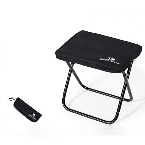 Campinghocker, Sitz, Kleiner Klappstuhl, Faltbarer Campingstuhl, Fußstütze, Campinghocker, tragbarer Klapphocker für Terrassengartenarbeit, Schwarz