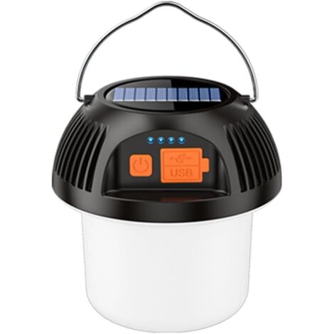 Campinglaterne, solarbetrieben, wiederaufladbar, LED-Zeltlicht, ultrahell, für Camping, tragbare, ultrahelle LED-Taschenlampe, USB-Ladegerät, elektronische Laterne für draußen (eklektisch, schwarz, 1 