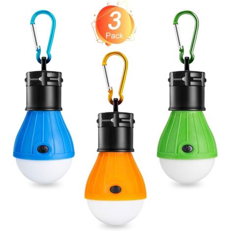 Campinglicht, LED-Campinglaterne, tragbares Zeltlicht-Laternenbirnen-Set – COB-Notlicht 150 Lumen, wasserdichtes Campinglicht für Camping, Abenteuer, Angeln, Garage, Stromausfall (3er-Pack)
