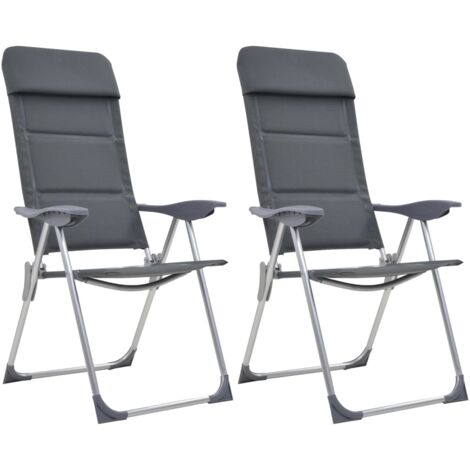 Campingstuhl 2 Stk. Grau 58 x 69 x 111 cm Aluminium CFW239071