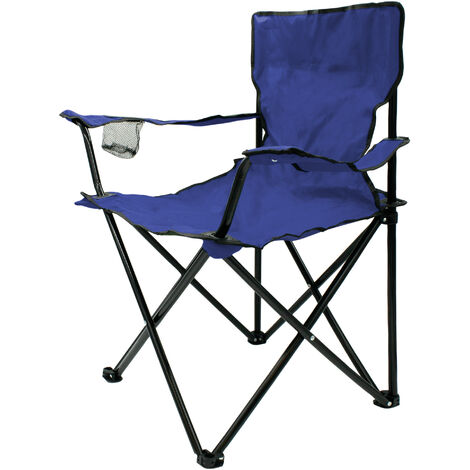 Campingstuhl mit Getränkehalter - blau - Garten Strand Camping Angel Klapp Stuhl mit Tragetasche