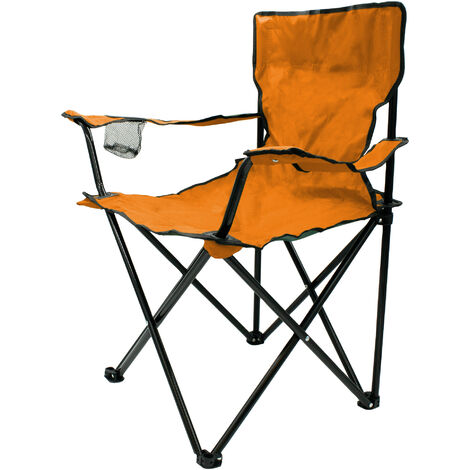 Campingstuhl mit Getränkehalter - orange - Garten Strand Camping Angel Klapp Stuhl mit Tragetasche