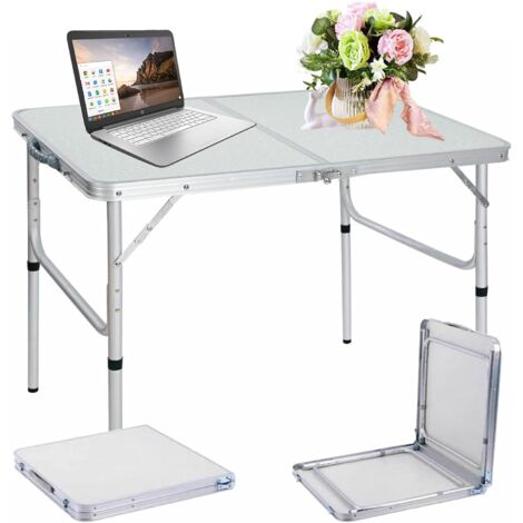 Campingtisch faltbar Klapptisch, Alu Gartentisch Tischplatt Falttisch klappbar 90cm 3ft