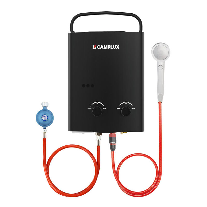 Camplux - Chauffe-eau à Gaz portables de 5L/min 10kW, Chauffe-eau instantanés au gaz propane/butane - AY132B-DE - 50mbar - Noir