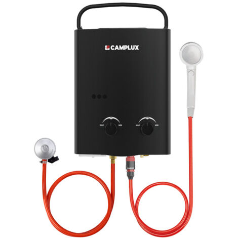 CAMPLUX AY132B Chauffe-eau à Gaz portables de 5L/min 10kW, Chauffe-eau instantanés au gaz propane/butane - 30/37mbar - Noir