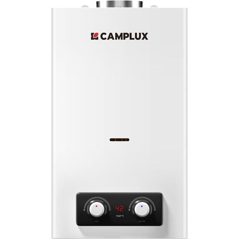 Camplux - BD300 Chauffe-Eau à Gaz Indoor 11L/min, Bas NOx/ErP, Butane (28-30 mbar)/ Propane (37 mbar), 3V, 22 kW, Chambre Scellée [Classe énergétique