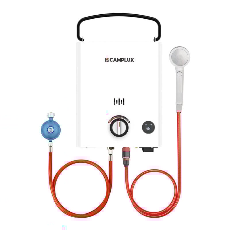 Camplux - First Série Chauffe-eau à Gaz 5L/min, Chauffe-eau instantanés au gaz propane/butane écran led - F5-DE - Butane/Propane (50 mbar)