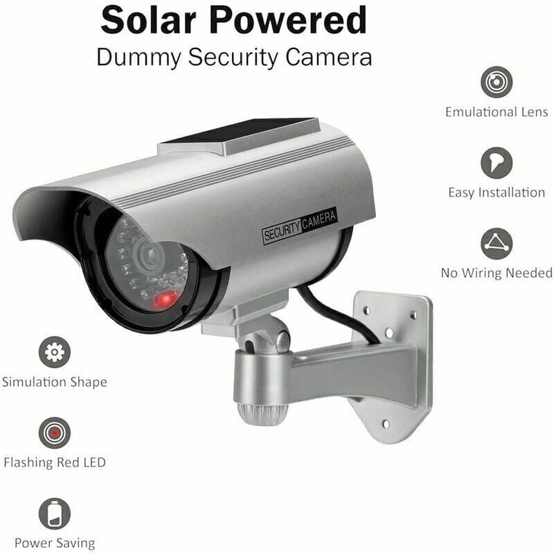 Caméra de surveillance interieur / exterieur- Factice Caméra Surveillance à l'énergie Solaire Appareil-Photo de dme de télévision en Circuit fermé de