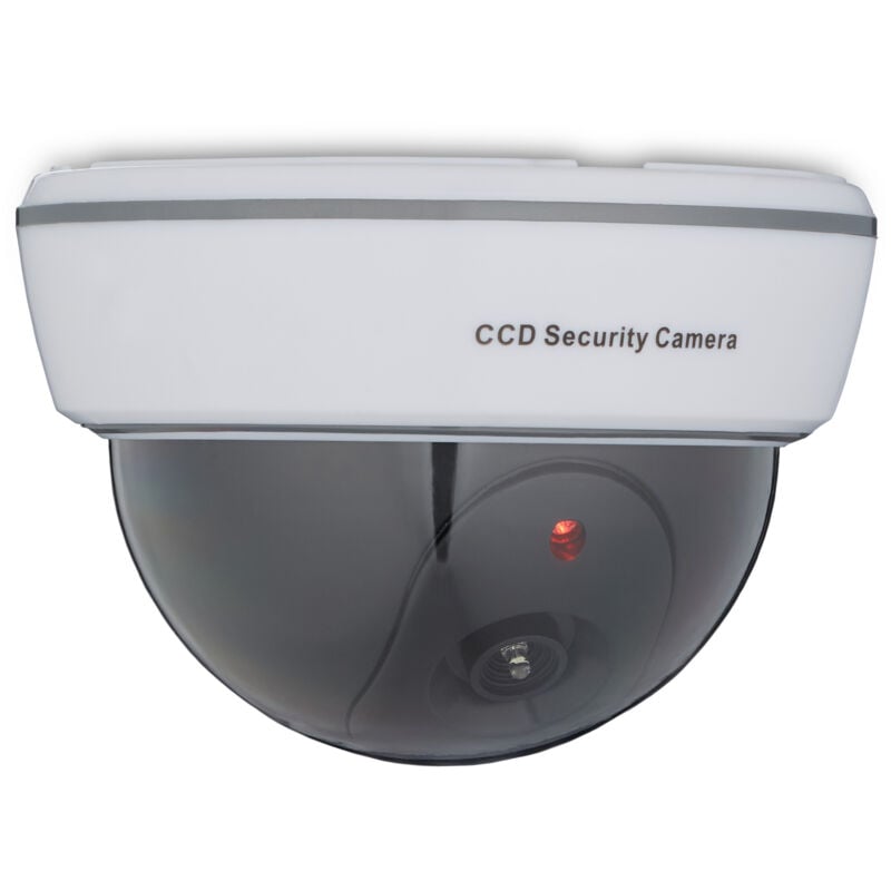 Relaxdays - Caméra factice en dôme, lot de 2, lumière led clignotante, intérieur & extérieur, dissuader intrus, surveillance, blanc