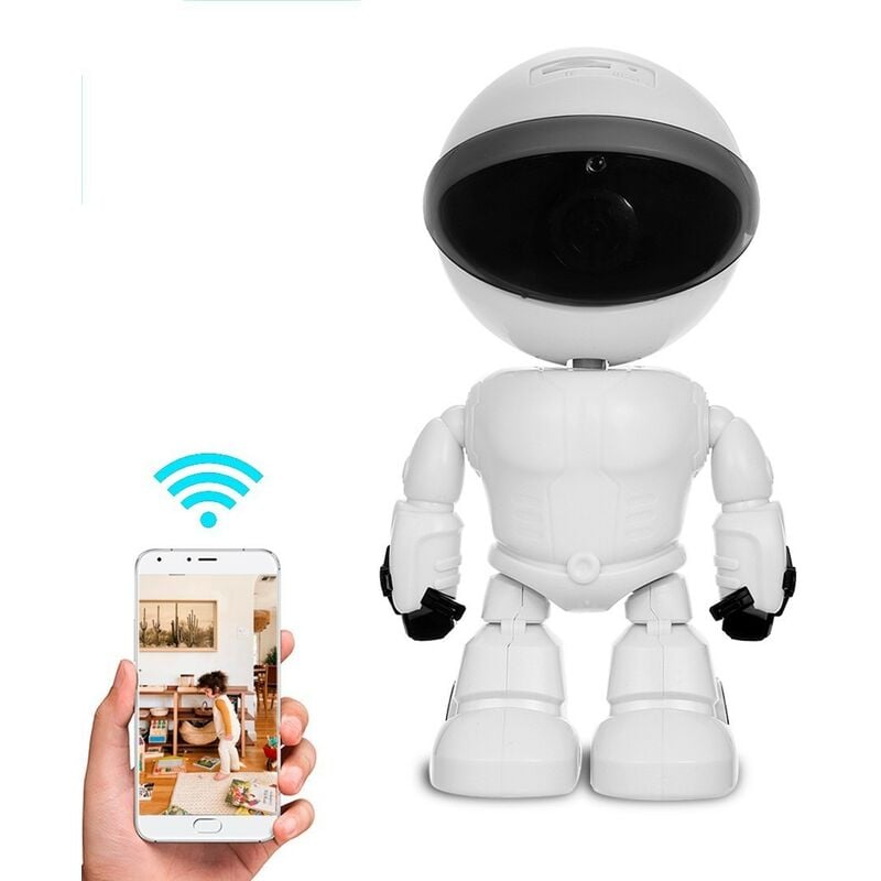 Caméra Robot Wifi 5MP 490248 hd 1920x1080 Caméra Espion Surveillance à Distance Couleur: Blanc