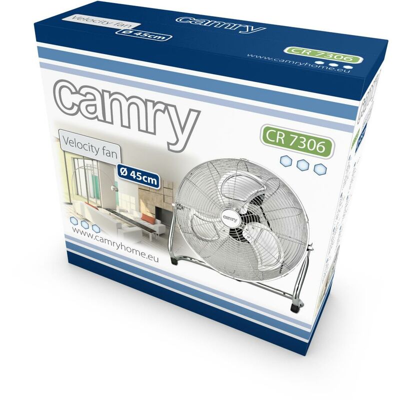 

Camry CR 7306 Ventilador de Pie, Acero Inoxidable, Potente, 200W, 3 Velocidades
