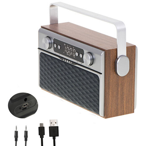 AKUNADECOR Camry CR1183 Radio Bluetooth, Retro, FM, 2 Altavoces 8 W, MP3, Puerto USB, Tarjeta SD, Inalámbrica, Portátil Marrón