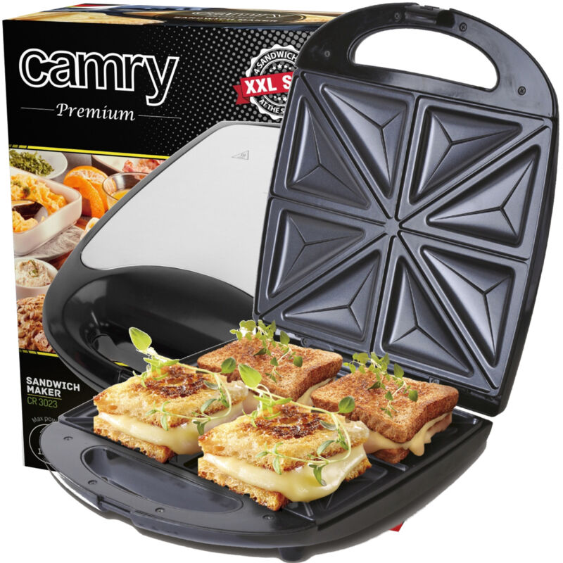 Camry cr 3023 Appareil électrique xl pour 4 sandwiches, plaques triangulaires anti-adhésives 1500W Argent