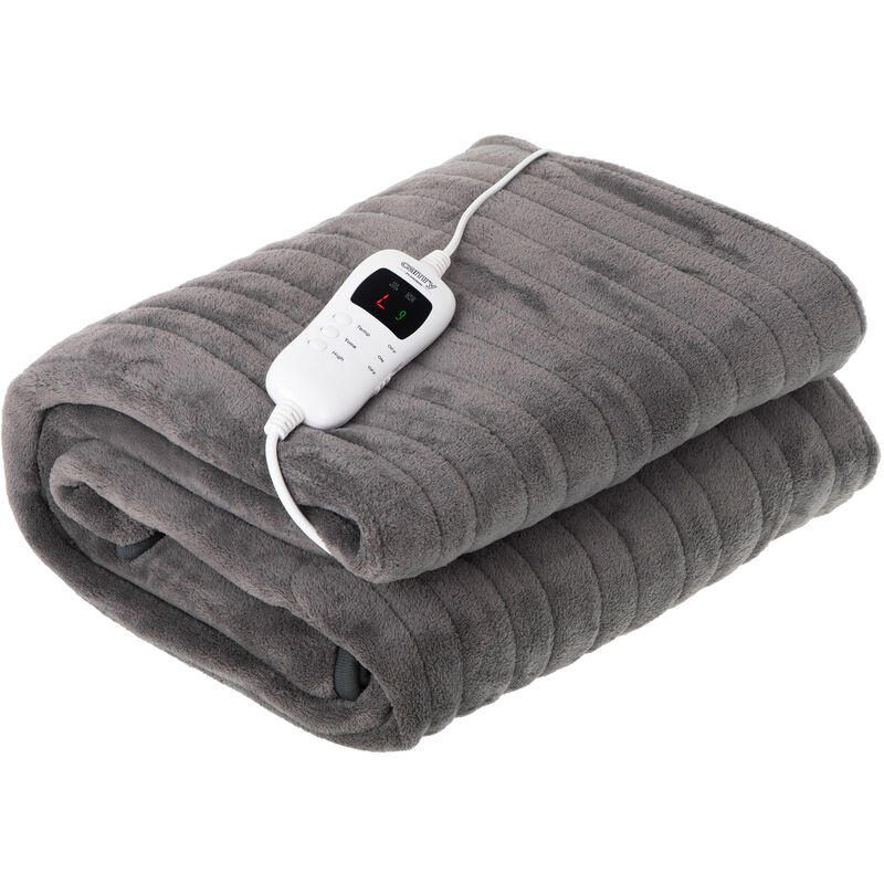 CR7434 Couverture Électrique 160 x 180cm 17 Niveaux de Température Minuterie 1-9 heures 120W Gris - Camry