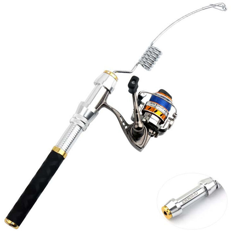 

Cana de pescar portatil Cana de pescar telescopica + 2 + 1 BB Rueda de pesca giratoria Izquierda / Derecha Kit de aparejos de pesca